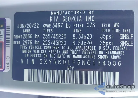2022 Kia Sorento X-Line Sx Prestige from USA, damaged, VIN 5XYRKDLF6NG134036